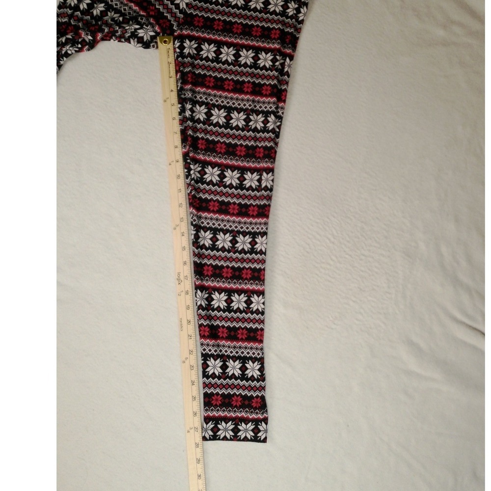 flirtitude active leggings fair isle snowflake print black red white size L - Picture 5 of 6